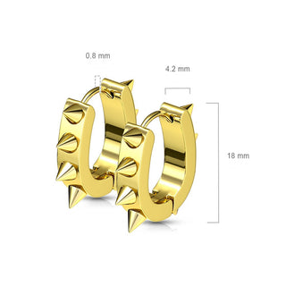 Earring 316L IP U Shaped Hoop Earrings with Spikes 1 Pair Clicker