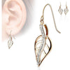 Earring 316L Hook Earrings Cubic Zirconia Lined Leaf 1 Pair