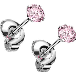 Titanium Stud Earring Titan Earring Studs Press Cut Martini Setting Cubic Zirconia 1 Pair