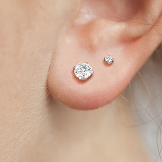 Titanium Stud Earring Titan Earring Studs Press Cut Martini Setting Cubic Zirconia 1 Pair