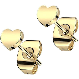 Titanium Stud Earring Titan Earring Stud Flat Heart Shaped Top 1 Pair