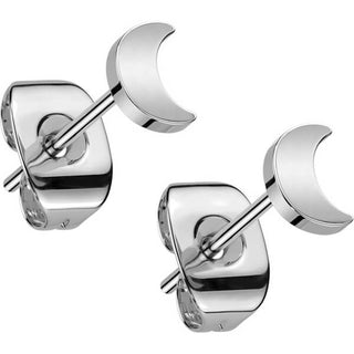 Titanium Stud Earring Titan Earring Stud Flat Crescent Moon Shaped Top 1 Pair