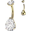 Titanium Belly Button Piercing Drop Zirconia Internally Threaded