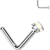 Titanium Nose L-Shape Zirconia Round Silver