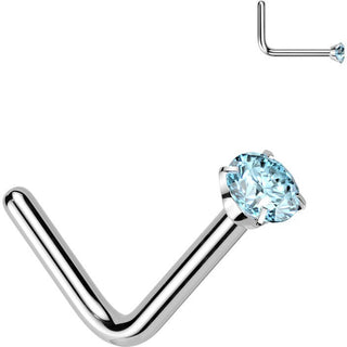 Titanium Nose L-Shape Zirconia Round Silver
