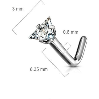 Titanium Nose L-Shape Triangle Zirconia Silver