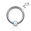 Titanium Ring Ball Flat Opal Silver Bendable