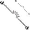 Titanium Industrial Barbell 7 zirconias marquise cut Internally Threaded