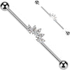 Titanium Industrial Barbell 5 zirconias marquise cut Internally Threaded