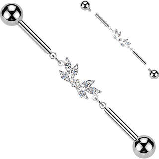 Titanium Industrial Barbell wing zirconia marquise cut chain Internally Threaded