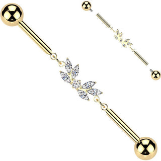 Titanium Industrial Barbell wing zirconia marquise cut chain Internally Threaded
