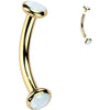 Titanium Curved Barbell zirconia opal Internally Threaded