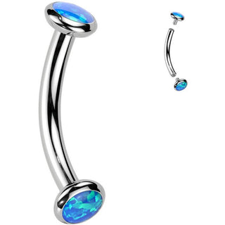 Titanium Curved Barbell zirconia opal Internally Threaded