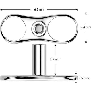 Titanium dermal anchor base 2.5mm rise 2 holes Internally Threaded