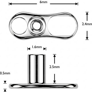 Titanium top 2 hole bezel set cubic zirconia Internally Threaded