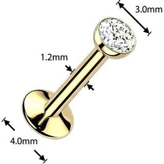 Titanium Labret zirconia bezel setting PVD coating Internally Threaded