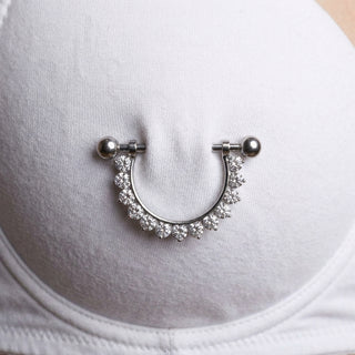 Titanium Nipple Piercing barbell zirconias Internally Threaded – getragen