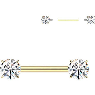 Titanium Nipple Piercing zirconia prong setting Internally Threaded