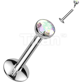 Titanium Labret Zirconia Silver Internally Threaded