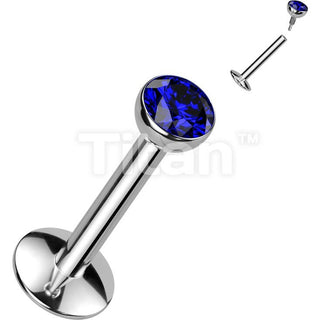 Titanium Labret Zirconia Silver Internally Threaded