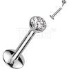 Titanium Labret Zirconia Silver Internally Threaded