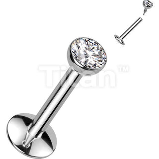 Titanium Labret Zirconia Silver Internally Threaded