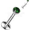 Titanium Labret Zirconia Silver Internally Threaded