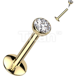 Titanium Labret Zirconia Silver Internally Threaded