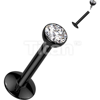 Titanium Labret Zirconia Silver Internally Threaded