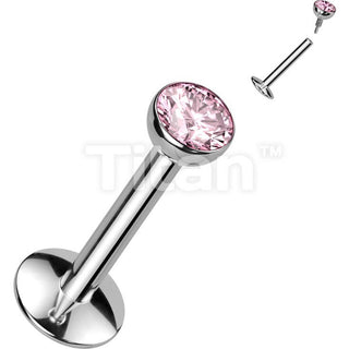 Titanium Labret Zirconia Silver Internally Threaded
