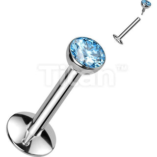 Titanium Labret Zirconia Silver Internally Threaded