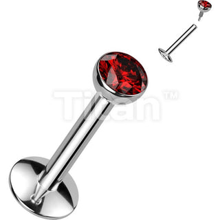 Titanium Labret Zirconia Silver Internally Threaded