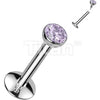 Titanium Labret Zirconia Silver Internally Threaded