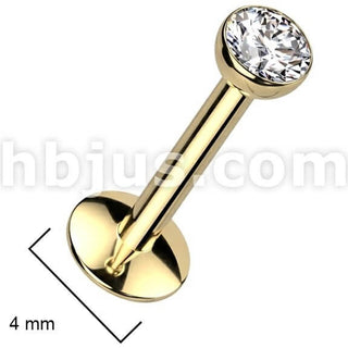 Titanium Labret Zirconia Silver Internally Threaded