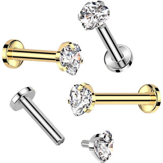 Titanium Labret heart zirconia Internally Threaded