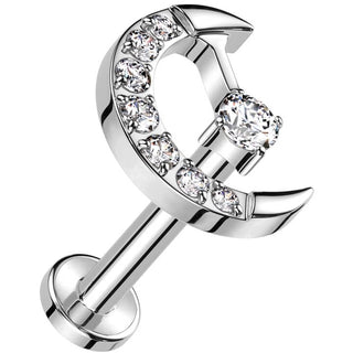 Titanium Labret moon zirconia Internally Threaded