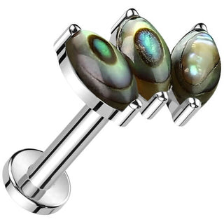Titanium Labret marquise natural stone Internally Threaded