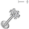 Titanium Labret 7 cubic zirconia flower Internally Threaded