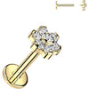 Titanium Labret 7 cubic zirconia flower Internally Threaded