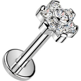 Titanium Labret 7 cubic zirconia flower Internally Threaded