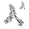Titan Labret 5 Zirkonia Flach Silber Innengewinde