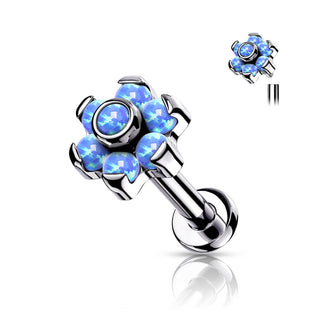 Titan Labret Blume Opal Silber Innengewinde
