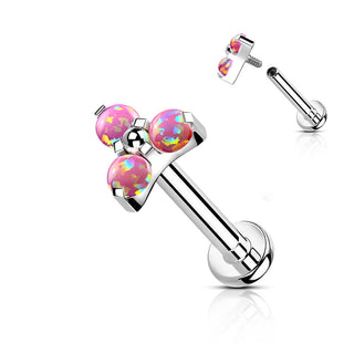 Titan Labret Dreieck Opal Silber Innengewinde