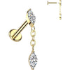 Titanium Labret chain dangle zirconia Internally Threaded