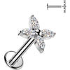 Titanium Labret flower zirconia marquise cut Internally Threaded