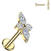 Titanium Labret flower zirconia Internally Threaded