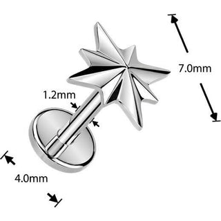 Titanium Labret starburst Internally Threaded
