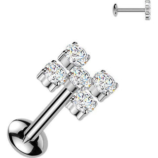 Titanium Labret squares zirconia Internally Threaded