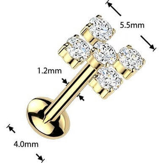 Titanium Labret squares zirconia Internally Threaded