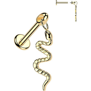 Titanium Labret snake dangle Internally Threaded